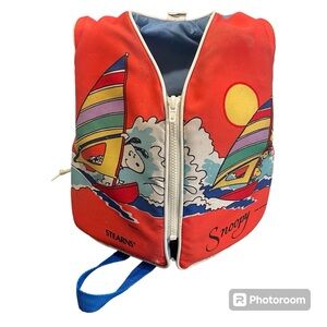 1965 Stearns Snoopy Childs Life Vest Sailboats Sailing Vintage Small 30-50 Lbs